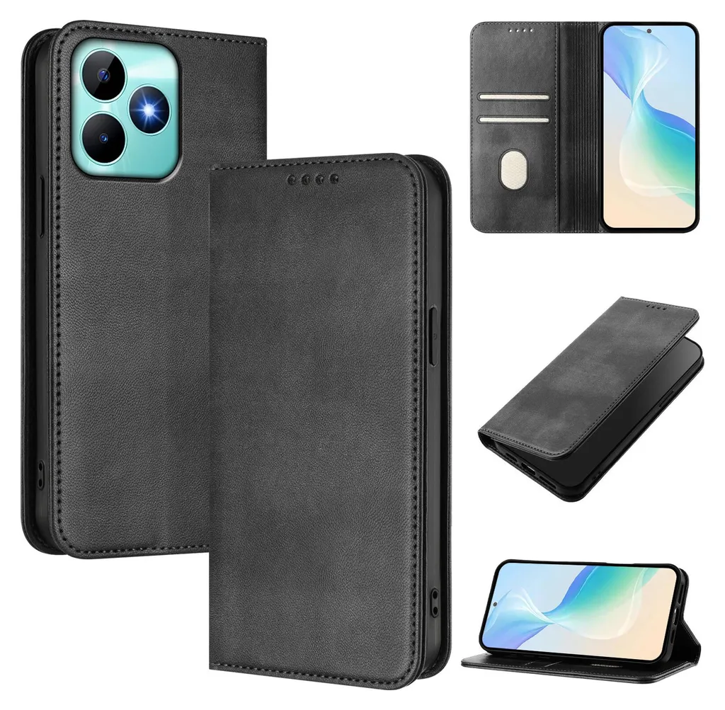 Custodia Antiurto Realme Note 50 C53 C51 RFID Pelle Libro Nera