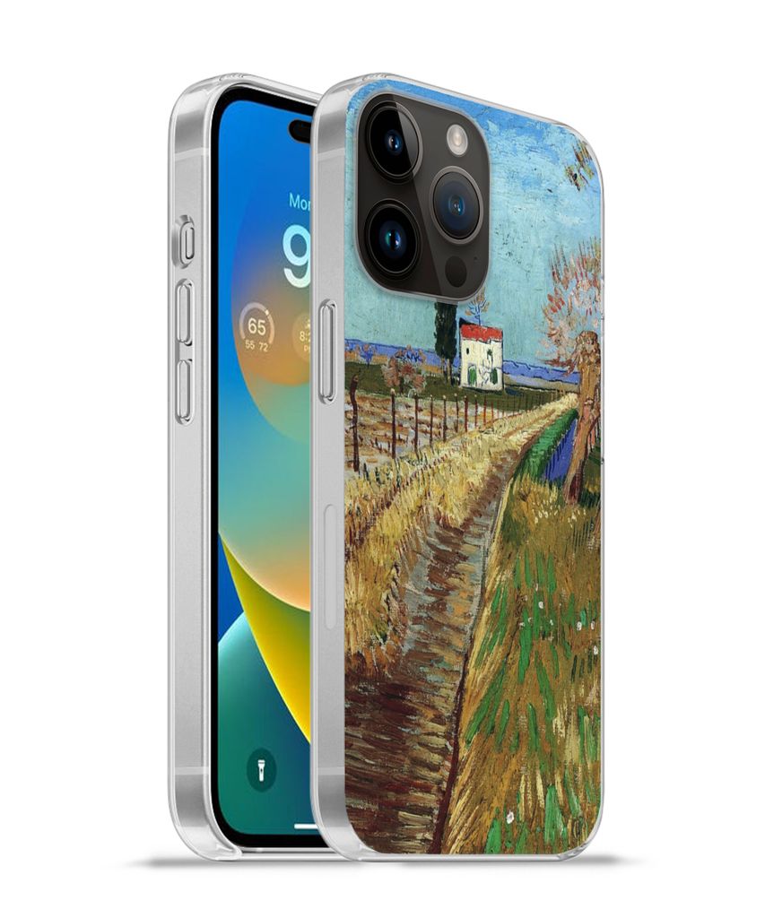 MuchoWow Handyhülle Schutzhülle Hülle für Apple iPhone 14 Pro - Softcase Weg durch ein Weidenfeld - Vincent van Gogh Silikon Softcase Handy H...