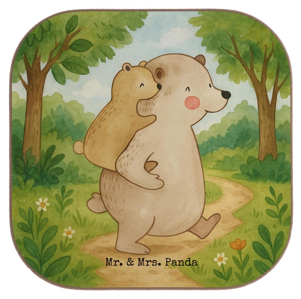 Mr. & Mrs. Panda Untersetzer für Gläser Papa Bär Design - Weiß - Geschenk, Tassenuntersetzer, Vatertag, Geburtstag, Holzuntersetzer, Papi, glä...