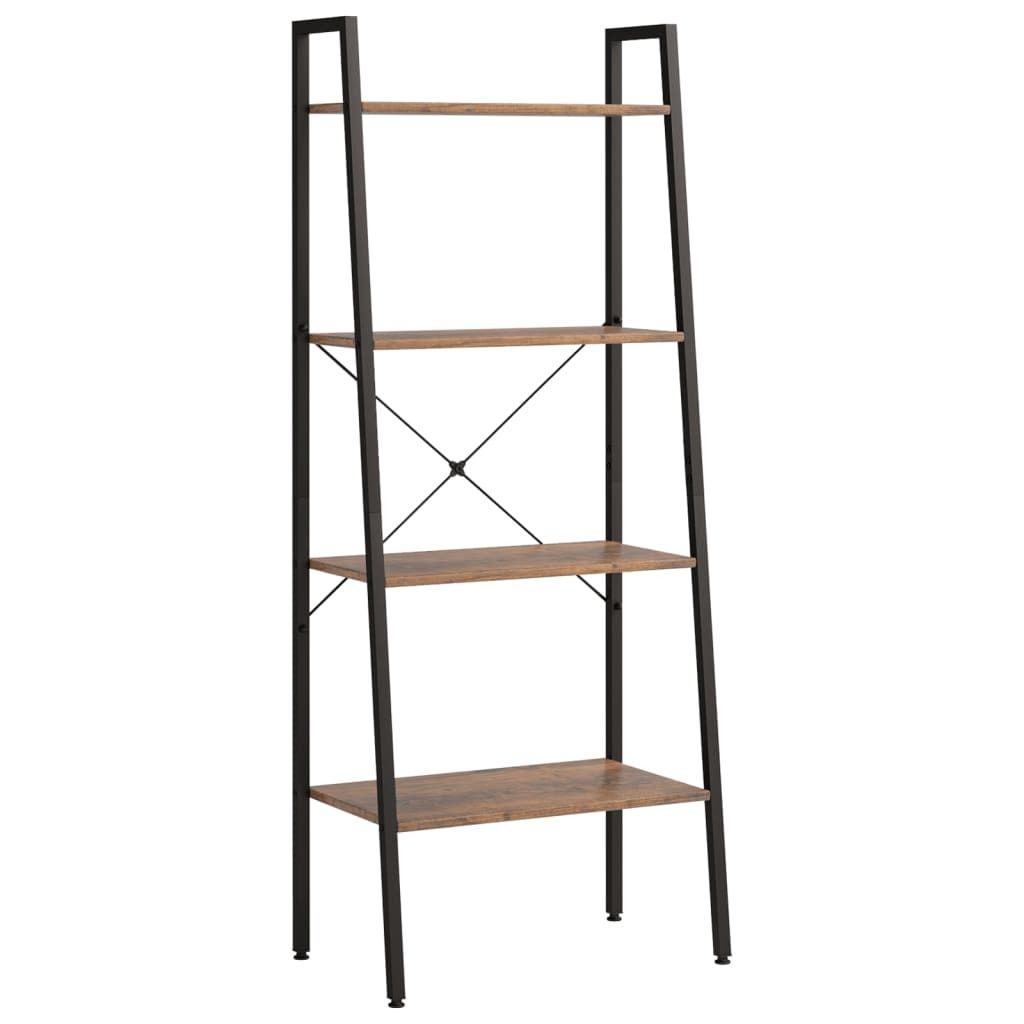 vidaXL Standregal 4 Böden Dunkelbraun und Schwarz 56x35x140 cm