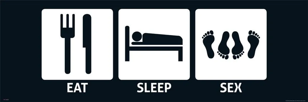 Affiche murale humoristique Eat Sleep Slim et suspension bois 92cm