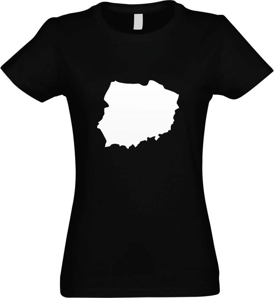 Kiwistar - T-Shirt tailliert - Damen - schwarz - Polen Umriss Kontur - mit Motiv Bedruckt - Funshirt Design - Sport - Freizeit - Damen - XXL
