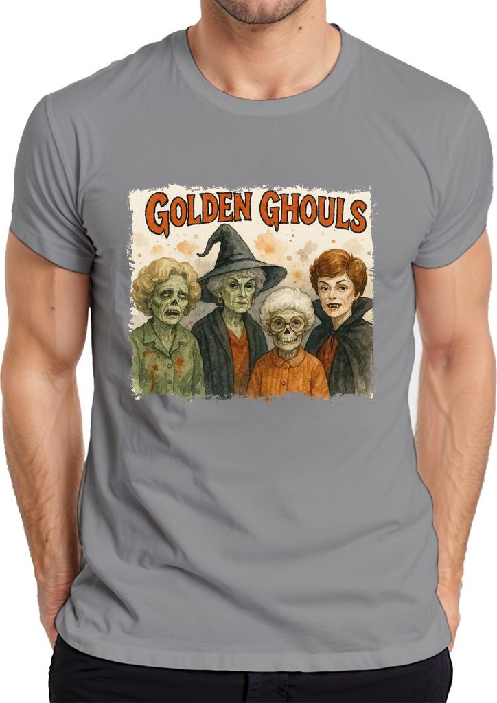 Golden Ghouls Halloween Golden Girls Zombie Omas Hexe Skelett Vampir Herren T-Shirt, Grau, M