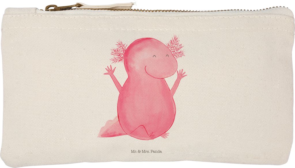 Mr. & Mrs. Panda Pouch Axolotl Hurra Größe S Klein - Weiß - Geschenk, Schminkbeutel, Kulturbeutel, Motivation, Mäppchen, Federmappe, Spaß, Lur...