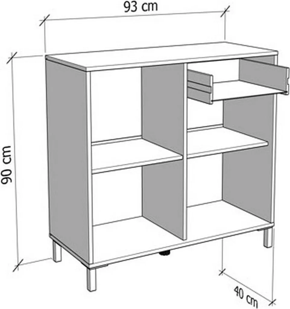 Buffet Blanc Laerruu 90 cm de Haut avec Rangement Double Étagère Robuste - 5