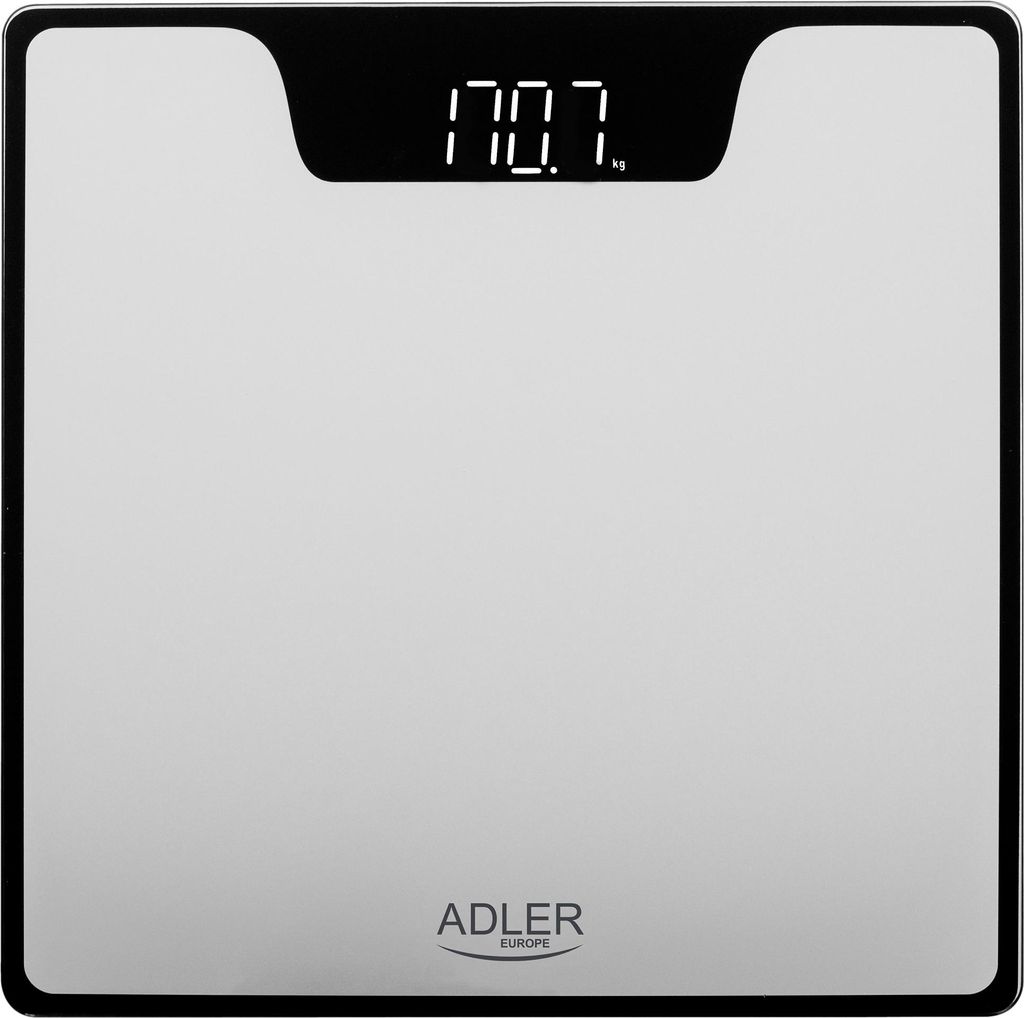 Adler AD 8174 Personenwaage mit LED-Anzeige, bis 180 kg - Digitale Waage in Silber