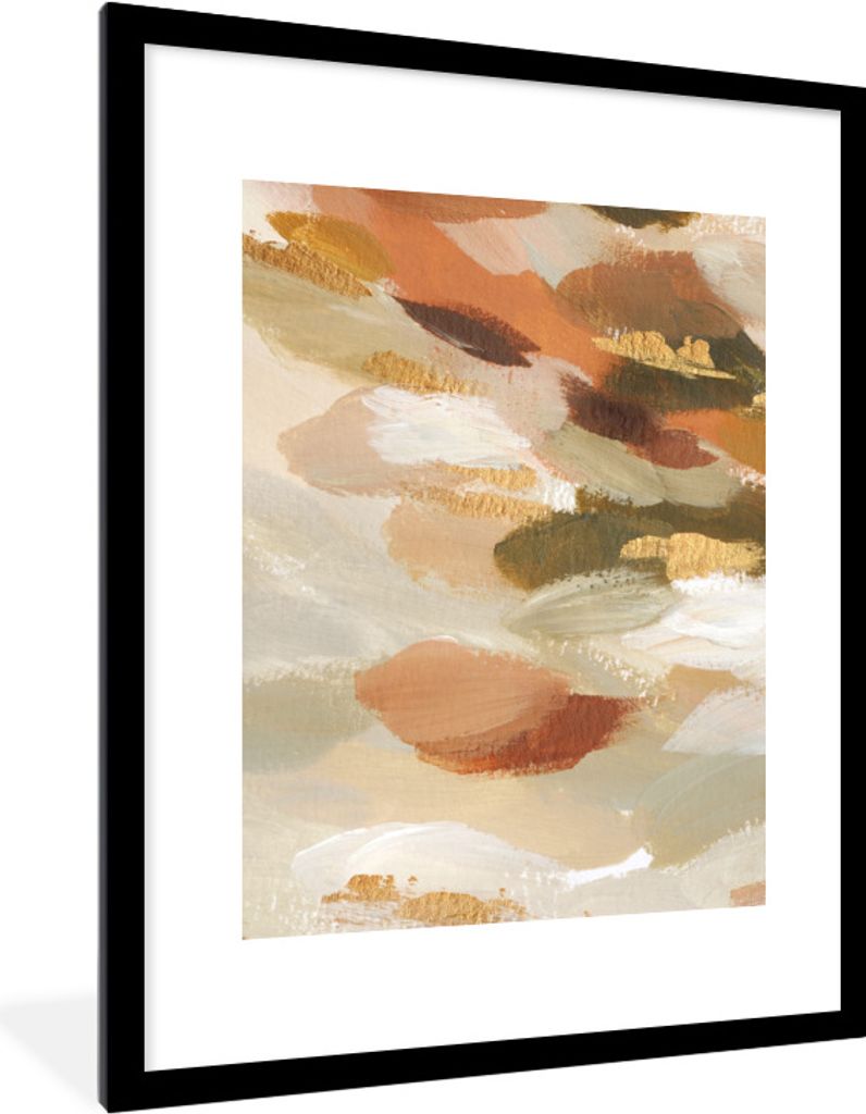 MuchoWow Gerahmtes Poster Acrylfarbe - Gold - Rot 60x80 cm - Poster mit Schwarzem Bilderrahmen Wandposter Rahmen Foto Bilder - Wohnzimmer - Dekor...