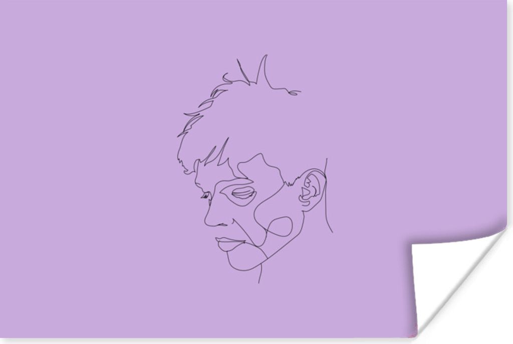 MuchoWow Poster Strichzeichnung - Mann - Lila 180x120 cm - Fotoplakat