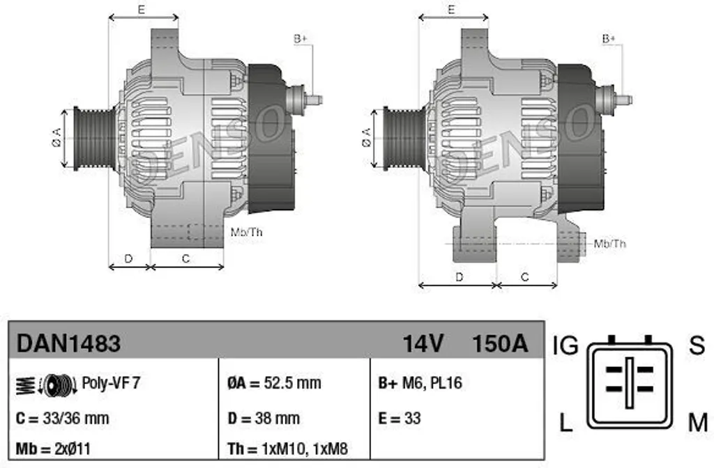 Alternateur Lexus 27060 31060 DENSO DAN1483 - Plus de panne batterie