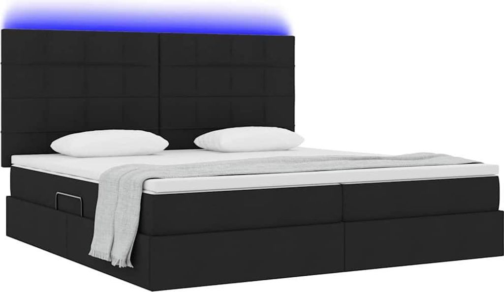 Langlebige Bett mit Stauraum und LED Schwarz 200 x 200cm Polyester - Möbel227113 - Klassische BettenJugendbett Tagesbett