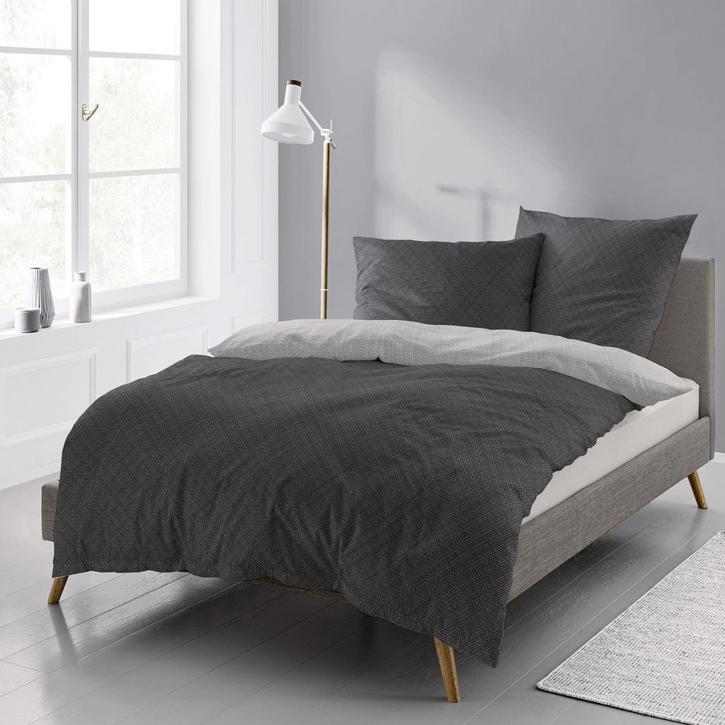 Irisette Edel-Flanell Bettwäsche-Garnitur Mads-K-8414 Größe 135x200+80x80 cm Farbe grau-11