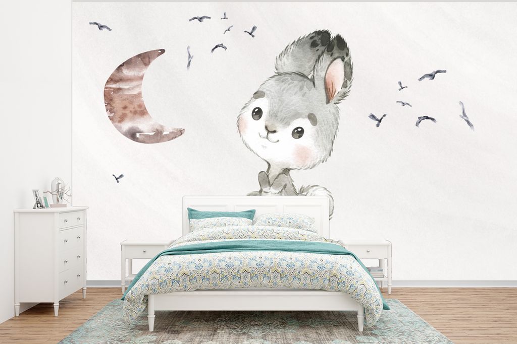 MuchoWow Fototapete für Wohnzimmer oder Schlafzimmer Wandtapete Vinyl Motivtapete Zitate - Kinder - Einzigartig sein - Jungen - Mädchen - Aquar...
