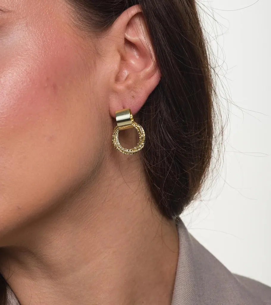 Orecchini Pendenti Retrò Metallo Oro 4x4cm | Offerta Stock Gioielli