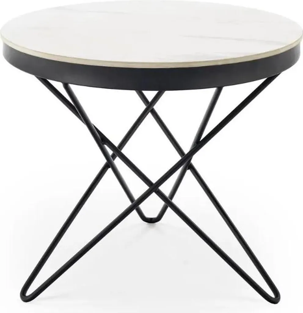 Table basse marbre blanc et noir LEILA 2 60x60 plateau ultra résistant