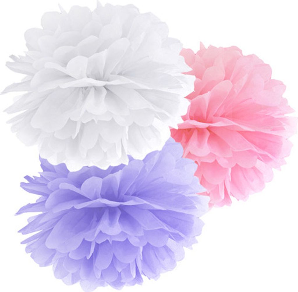 Pompom-Set bunt aus Seidenpapier, Ø 35cm