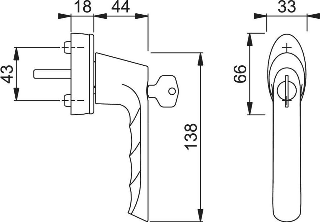 HOPPE Fenstergriff 0739S/US954 100NM,abschl.,spi.,7/32-42,F9