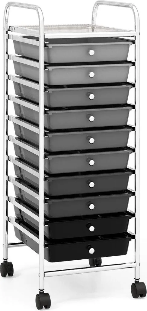 Desserte de bureau à 10 tiroirs - Organisateur mobile pour documents A4