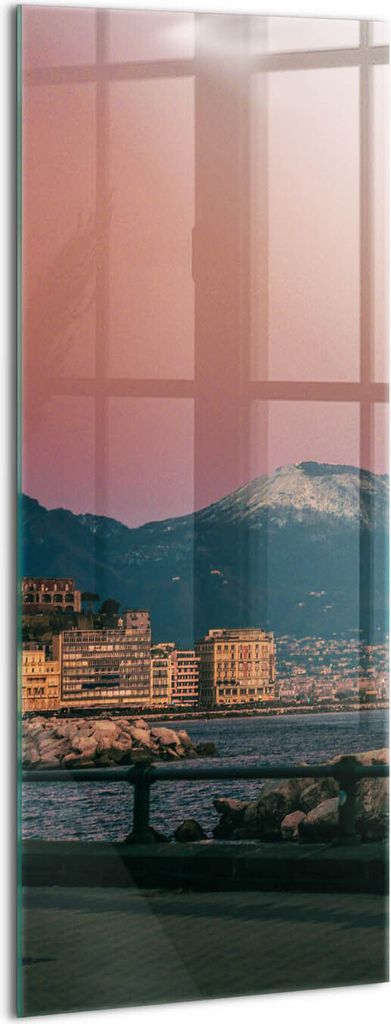 Designer Glasbild - Wandbild - Glas Bild - 50x125 cm - Vulkan In Neapel