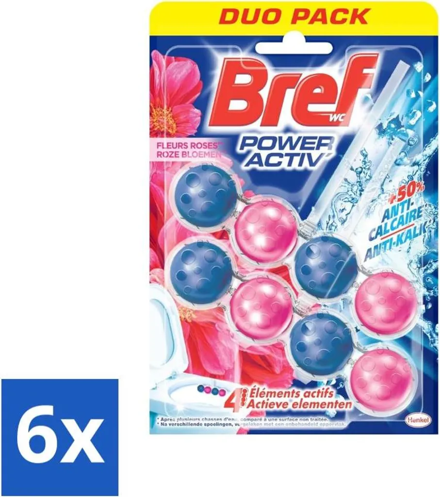 Bloc WC Gel Fraîcheur Florale Bref - Entretien Sanitaire Lot de 6 Unités