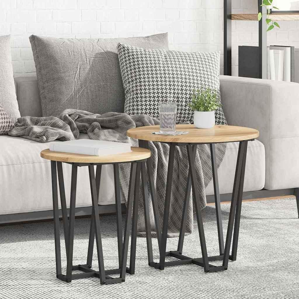HOMMIE Beistelltisch - modernes Design - Flurtisch/Wohnzimmertisch --Set 2 pcs Artisan Eiche und Schwarz NEU534593 - Konsolentische