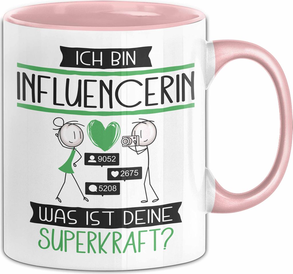 Influencerin Geschenk Tasse Ich Bin Influencerin Was Ist Deine Superkraft Geschenkidee Lustig Geburtstag Weihnachten (Rosa)