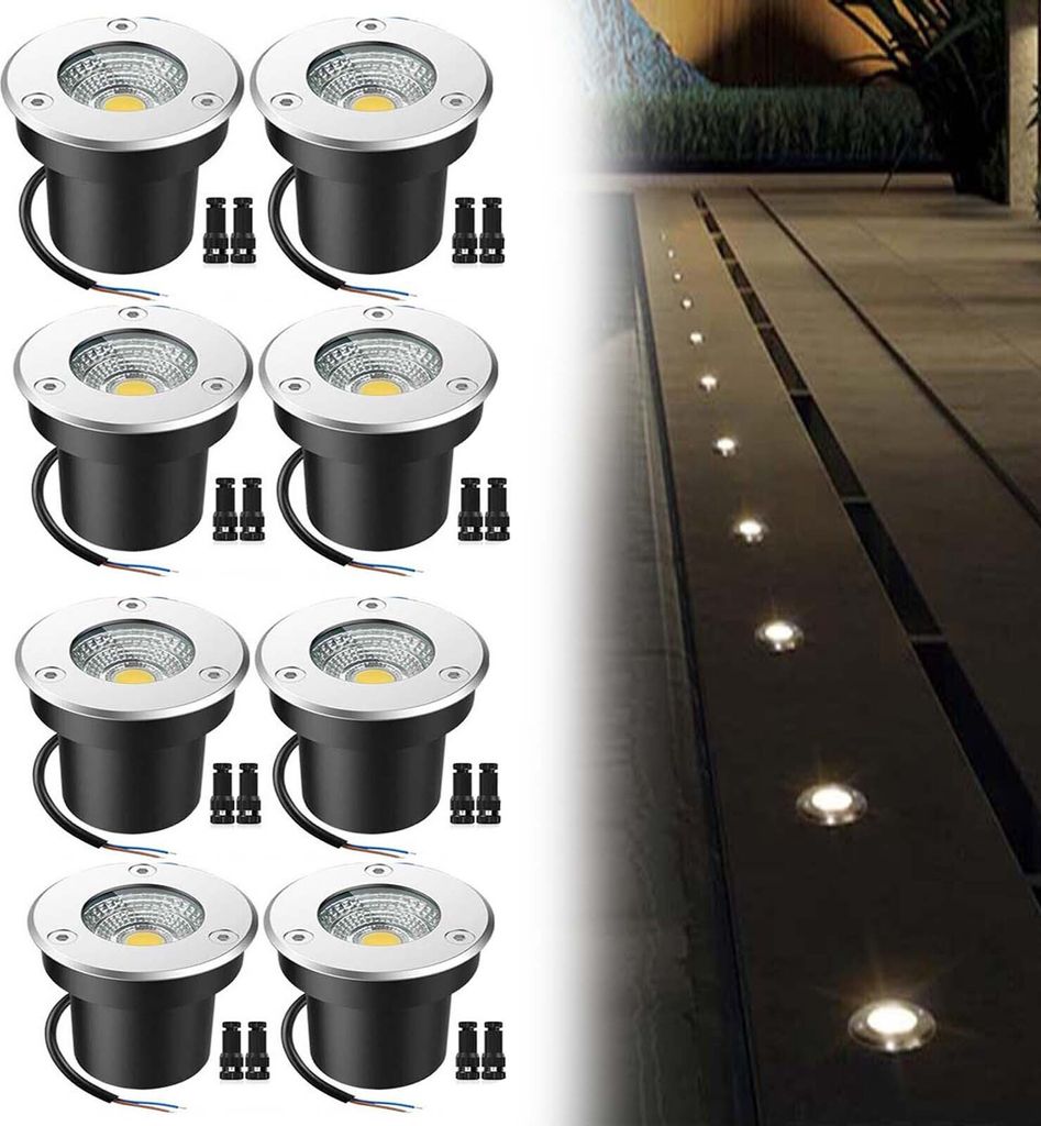 Spot LED encastré au sol 5 W, lot de 8 spots ronds, Image du produit 