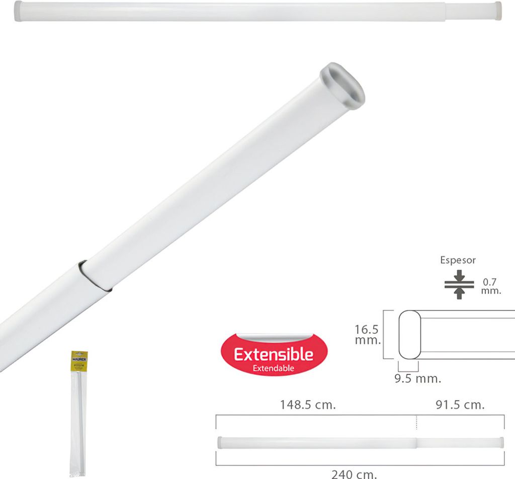 Ausziehbare Gardinenstange 148,5/240 cm mit verstellbarer Produktbild 