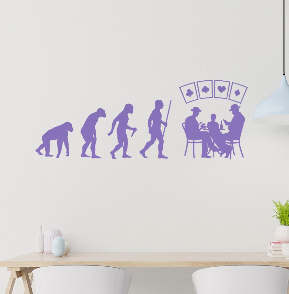 Kartenspiel Pokern Evolution Wandtattoo Wandaufkleber Wall Sticker - Dekoration, Küche, Wohnzimmer, Schlafzimmer, Badezimmer