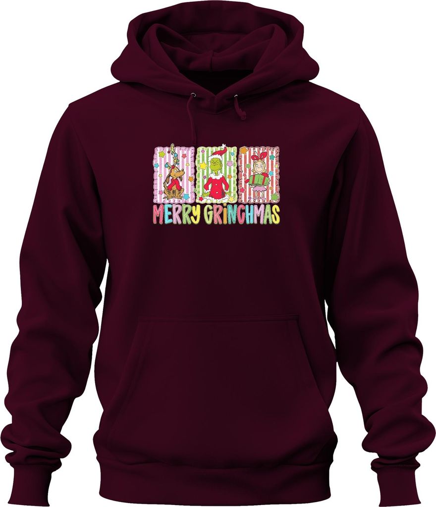 Merry Grinchmas Weihnachtsgeschenk Kinder Cindy Lou Max lustig Uni Hoodie Kapuzenpullover, Burgundy, L