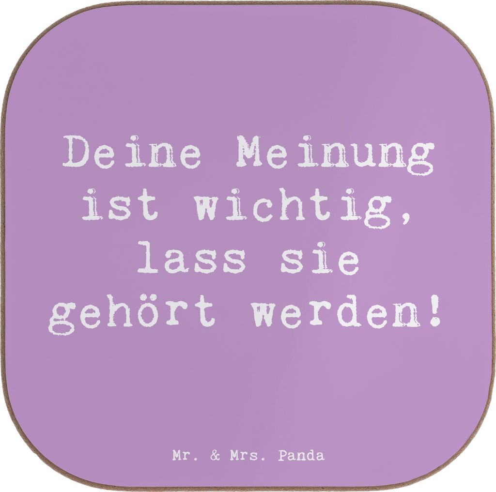 Mr. & Mrs. Panda Untersetzer Glas Spruch Mutig zu seinen Meinungen stehen - Lavendeltraum - Geschenk, Ermutigung, Zuversicht, gläseruntersetzer, l...