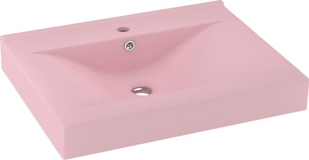 vidaXL umyvadlo s otvorem pro baterii matně růžové 60x46 cm Obrázek produktu 