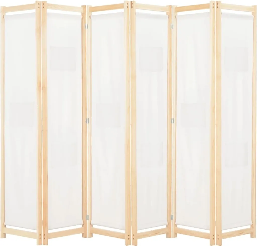 Cloison amovible blanc crème 6 volets 240 x 170 cm tissu premium