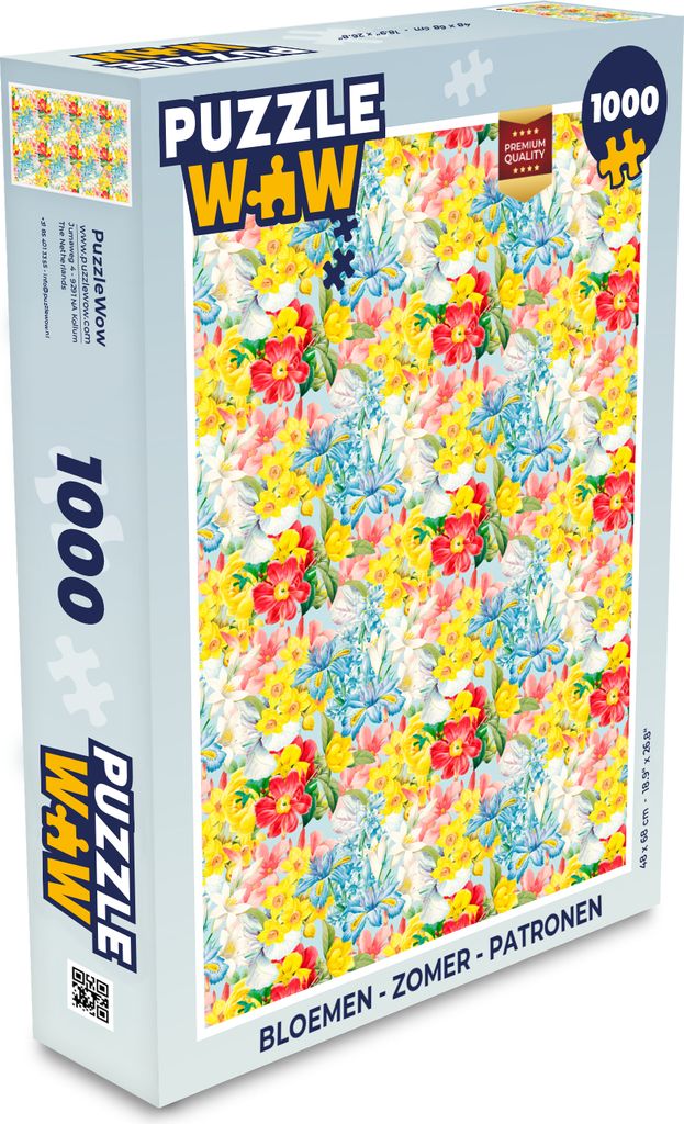 MuchoWow Puzzle 1000 Teile Blumen - Sommer - Muster - Spielzeug - Alt und Jung - Spiele - Puzzeln