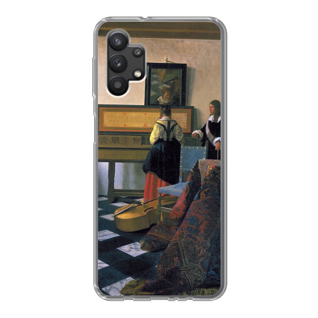 MuchoWow Handyhülle Schutzhülle Hülle für Samsung Galaxy A32 5G Die Musikstunde - Johannes Vermeer Silikon Softcase Handy Hülle - Softcase
