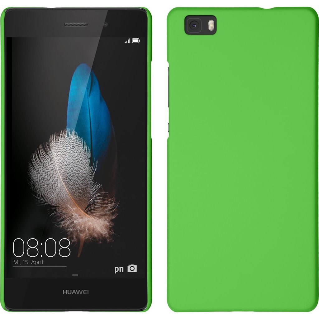 PhoneNatic Case kompatibel mit Huawei P8 Lite 2015 (1.Gen.) - Hülle grün gummiert Hard-case + 2 Schutzfolien