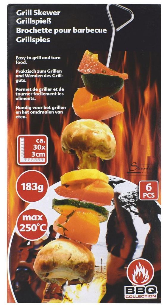 Grillspieße 6 Stück Edelstahl Spieße BBQ Barbecue Grill Produktbild 