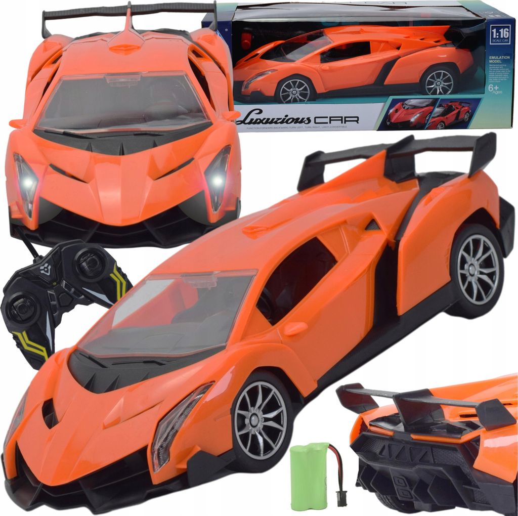 Lolex | Sportwagen RC - 1:12 - Orange - Mit LED-Lichtern Produktbild 