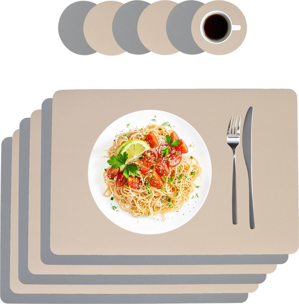 relaxdays Platzdeckchen mit Untersetzern 6er Set
