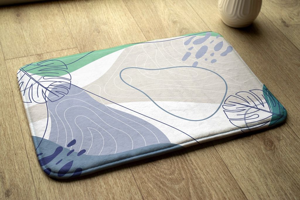 Badteppich Saugfähige - Badezimmer Teppich - Rutschfester Badvorleger Badematte - 75x45 cm - Geometrische Abstraktion