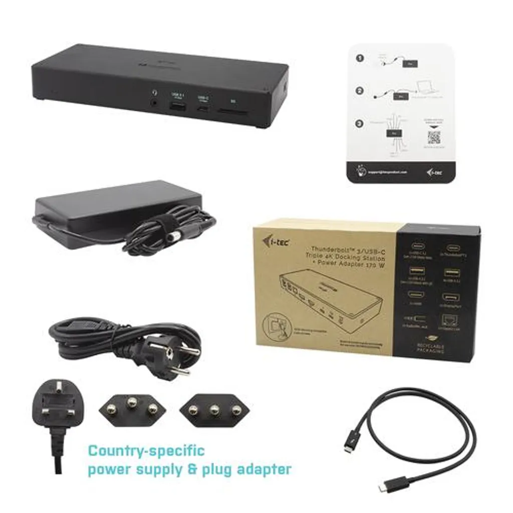 Station d'accueil i-tec Thunderbolt 3 Triple Display et Charge PD 96W