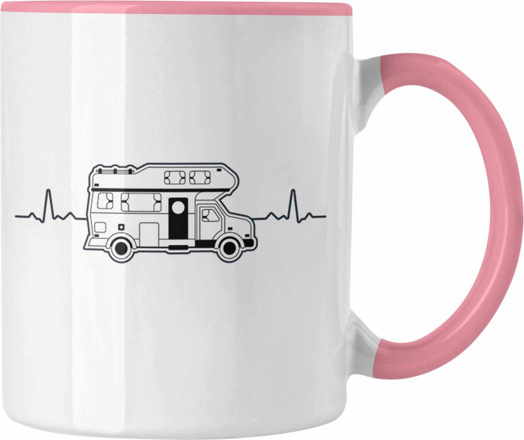 Trendation - Wohnwagen Camper Tasse Geschenke Wohnmobil für Männer Campingwagen Geschenkidee Zubehör Camping Opa Oma Rentner Herzschlag Lustig (...