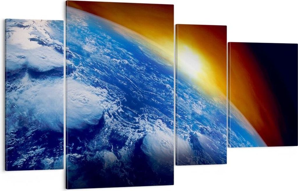 Bild auf Leinwand - Leinwandbild - Galaxie Erde Raum - 120x70cm - Wand Bild - Wanddeko - Wandbilder - Leinwanddruck - Bilder - Kunstdruck - Wanddek...