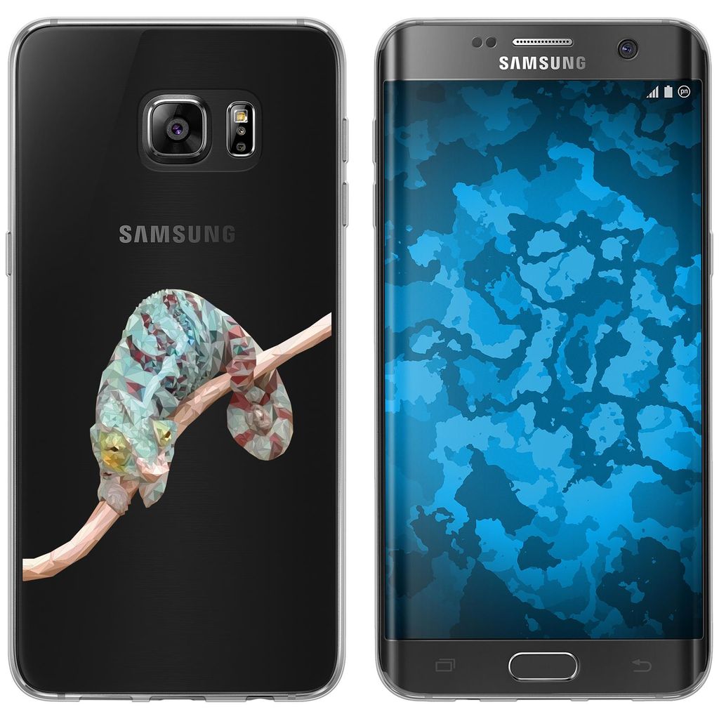 PhoneNatic Case kompatibel mit Samsung Galaxy S7 Edge Silikon-Hülle Vektor Tiere Camelion M7