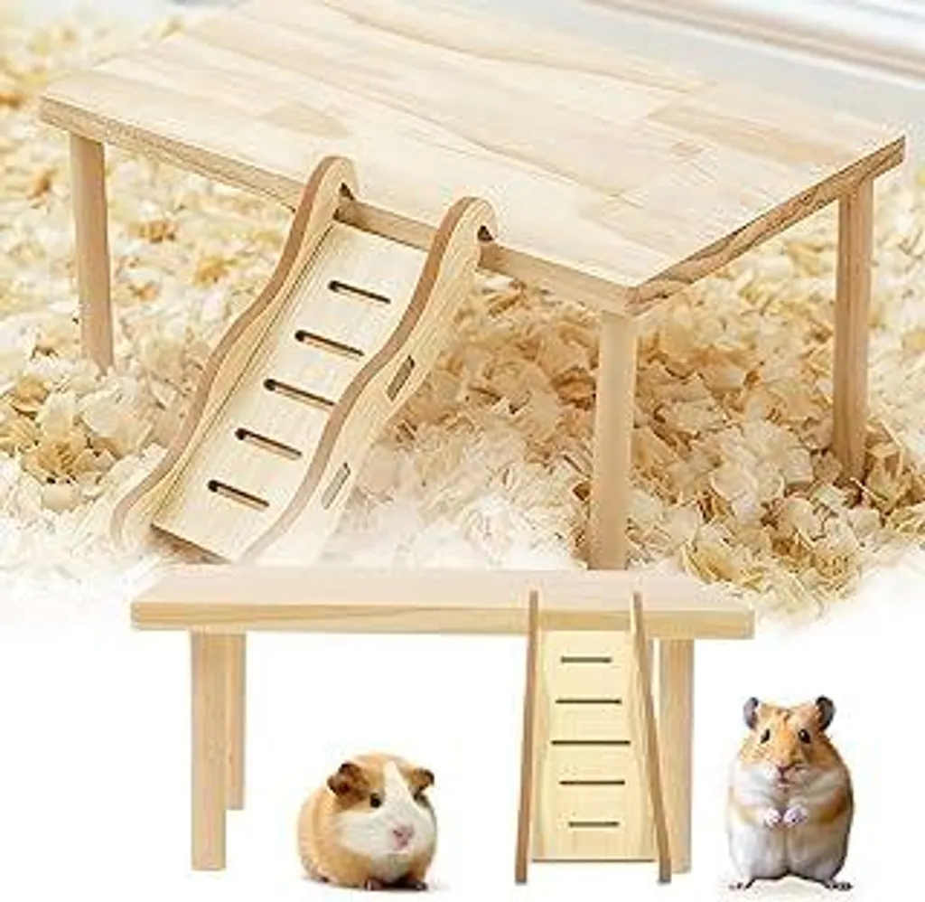 Palestra Naturale per Criceti: Piattaforma e Ponte in Legno Sicuro