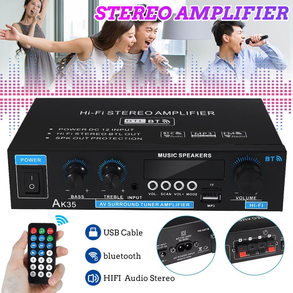 HiFi Stereo Verstärker Bluetooth Digital Power Amplifier FM LCD Endverstärker DE 