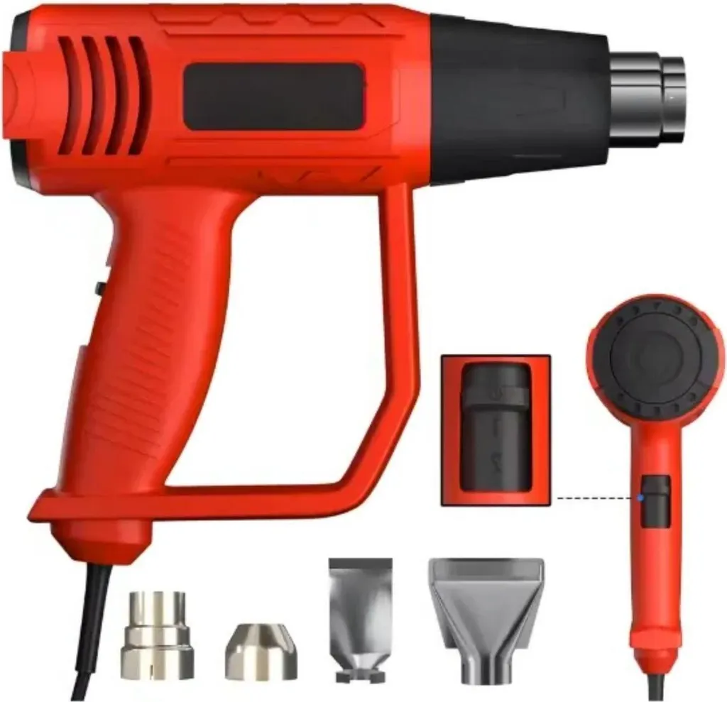 Pistolet à air chaud Deluxe 2000W avec double réglage 60-600°C et 4 buses