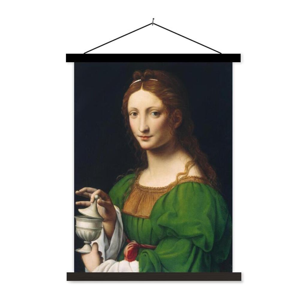 MuchoWow Textilposter Maria Magdalena - Leonardo da Vinci 40x53 cm mit schwarzem Rahmen - Abbildung