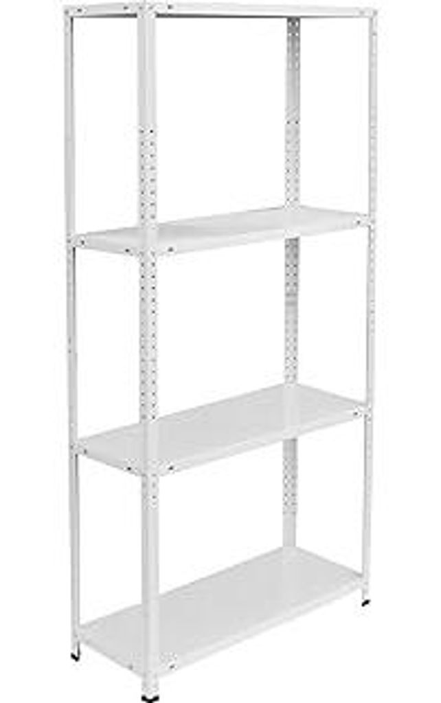 Lagerregal, Stahl, HBT: 145x75x30 cm, bis 160 kg, 4 Ebenen, Keller, Garage & Werkstatt, Schwerlastregal, weiß