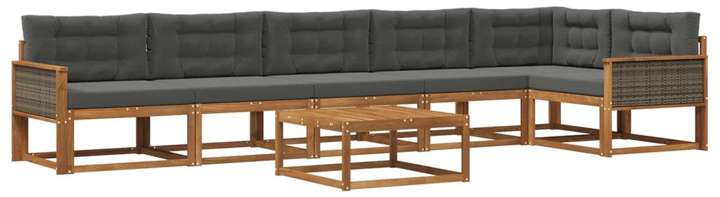 vidaXL Outdoor-Sofagarnitur mit Kissen 7 pcs Natur und Anthrazit