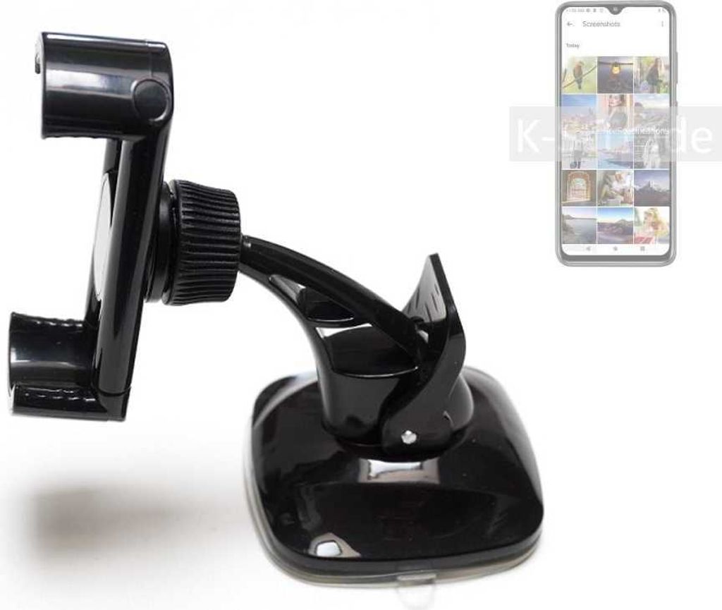 K-S-Trade kompakte Handy-Halterung Windschutzscheibe kompatibel mit Cubot Note 30 Armaturenbrett schwarz Autohalterung KFZ Halter Scheiben-Halterung